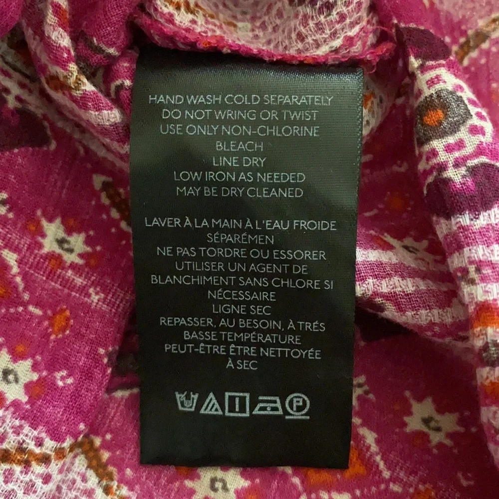 Anthropologie | Block Print Off-The-Shoulder 3/4 Length Sleeve Top Pink (XS) - Picture 9 of 15